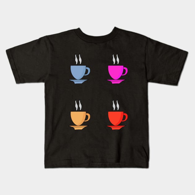 Coffee and Tea Cups Kids T-Shirt by DiegoCarvalho